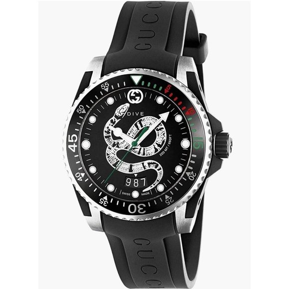 Gucci Dive Swiss Made, Snake Black Dial Quartz Watch, Brand New w/ Box YA136323 - Picture 2 of 8